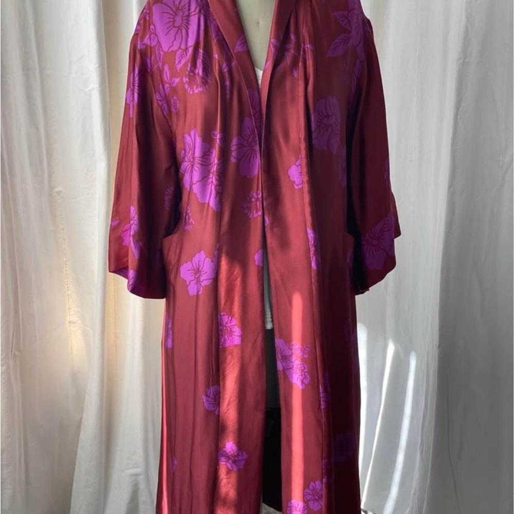 Zara Red and Purple Silky kimono NWT